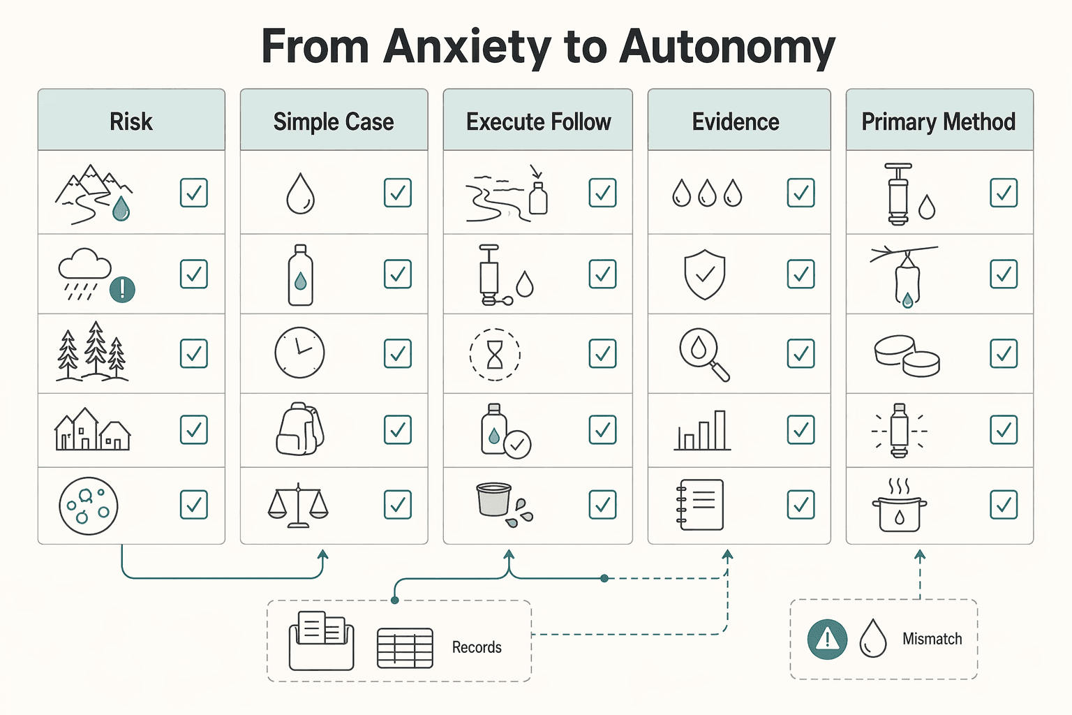 Diagram showing Your Protocol: From Anxiety to Autonomy for The Best Water Filters and Purifiers for Backpacking.