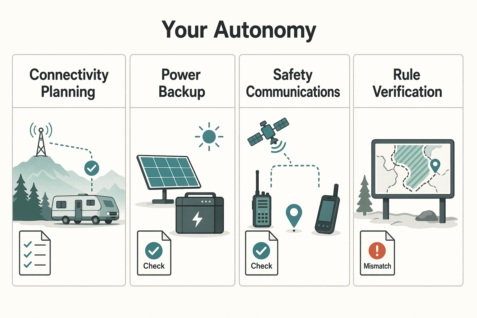 Diagram showing From Campsite to Command Center: Your Autonomy, Secured for How to Find Free Camping in the US.