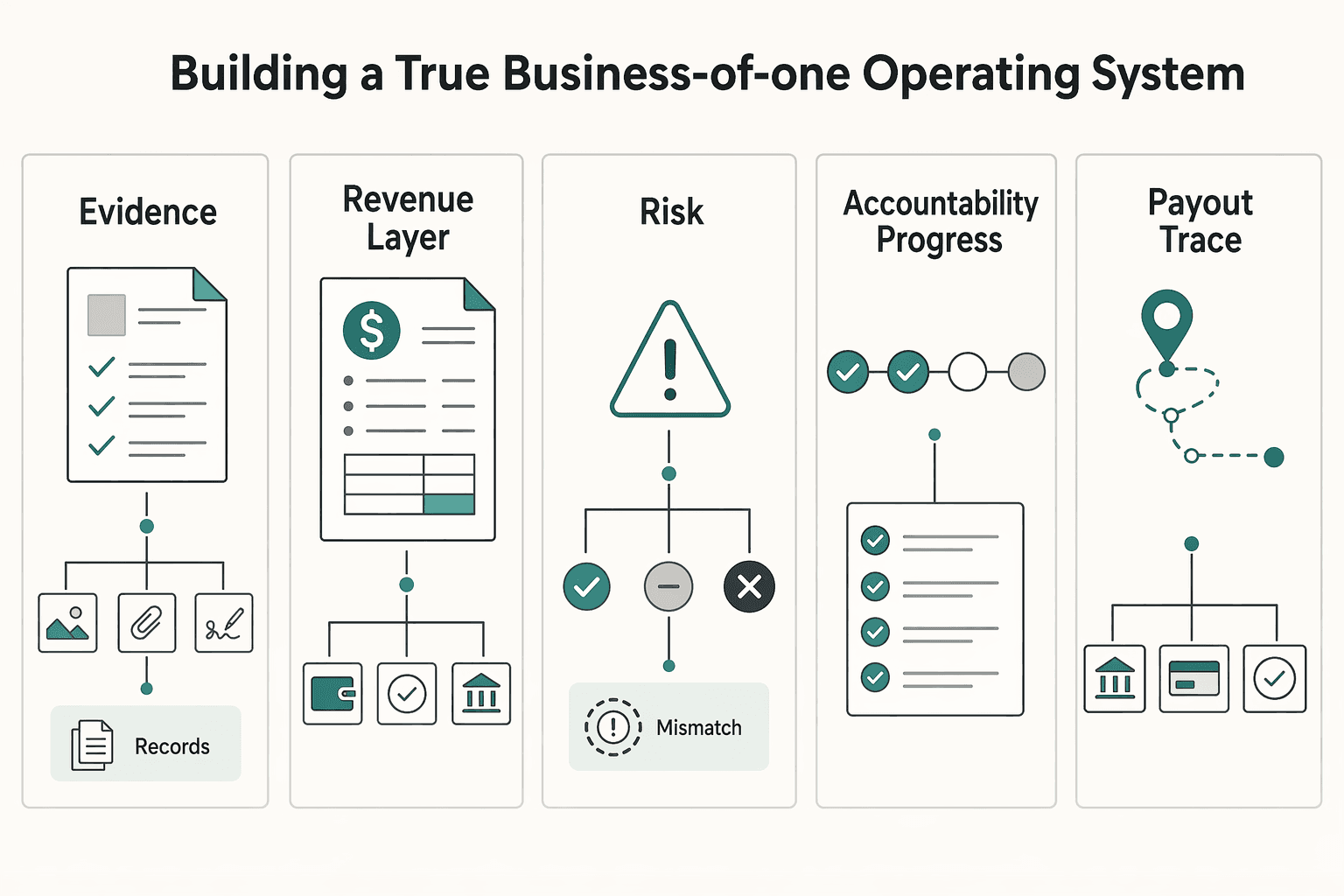 Diagram showing Beyond Apps: Building a True 'Business-of-One Operating System' for The Three-Pillar Test for All-in-One Productivity Apps for Freelancers.