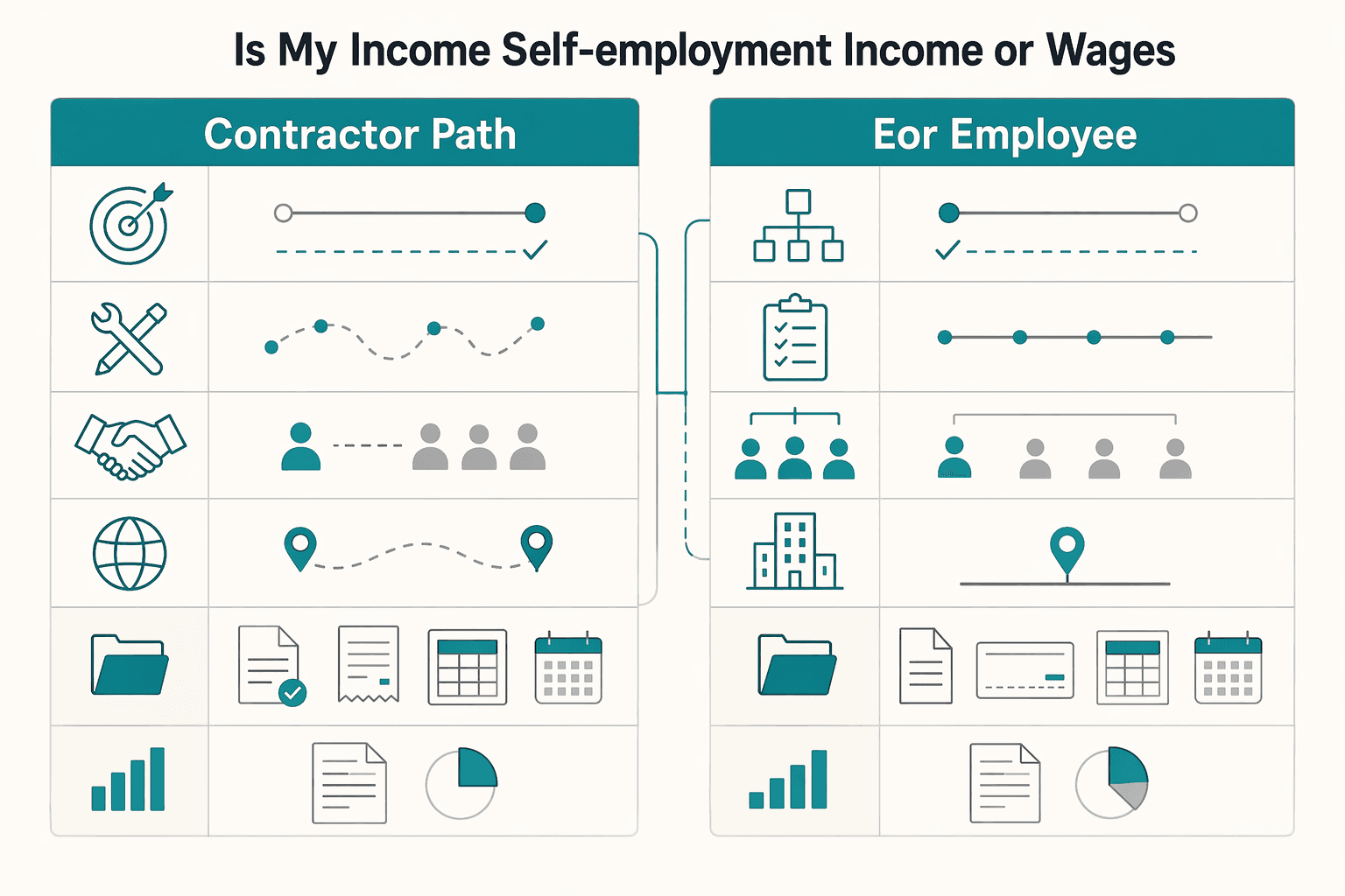 Diagram showing Is my income self-employment income or wages? for How to Handle a Tax Audit When Your Income is Paid Through Deel or Remote.