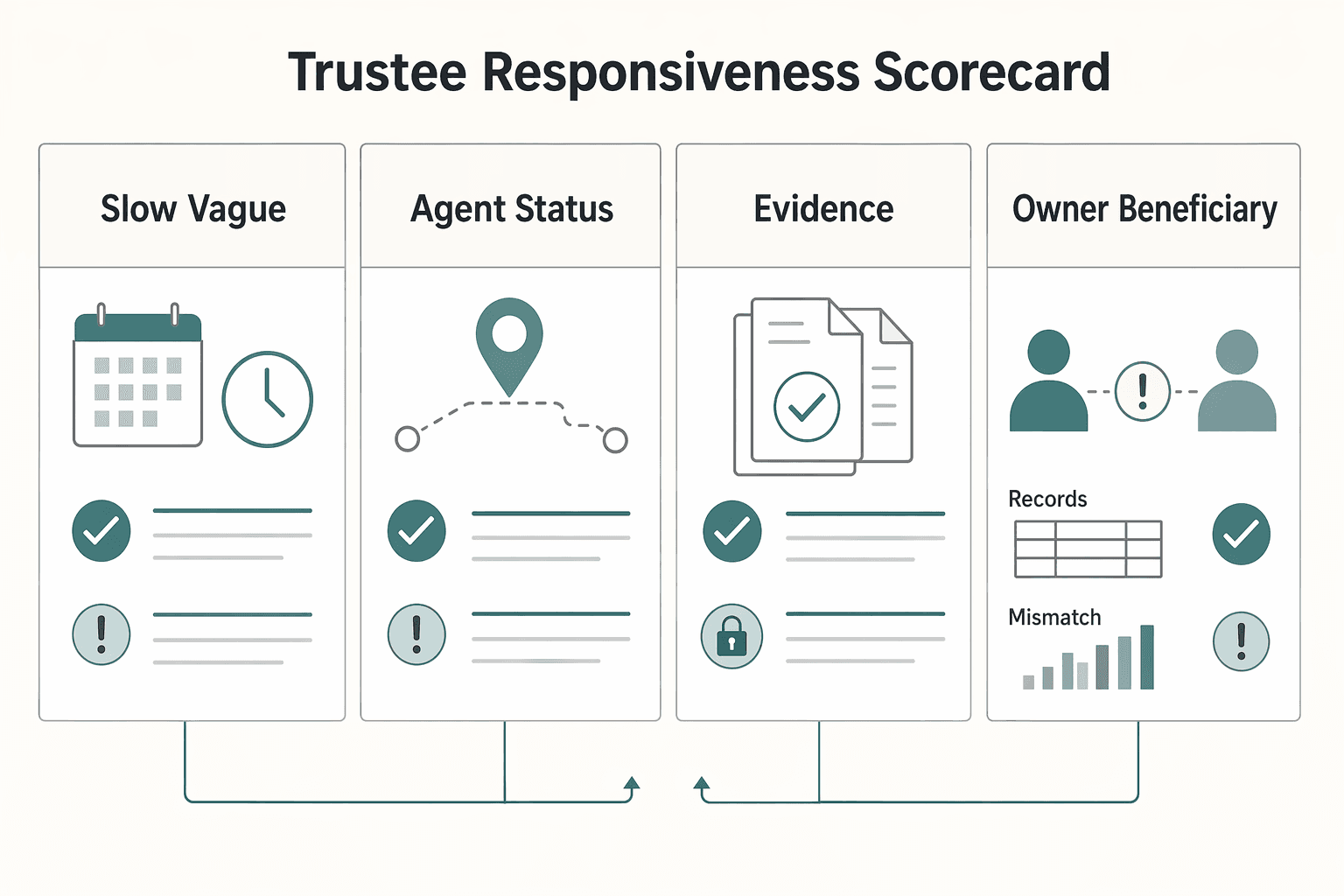 Diagram showing Trustee responsiveness scorecard for Form 3520-A for Foreign Trusts With a U.S. Owner.