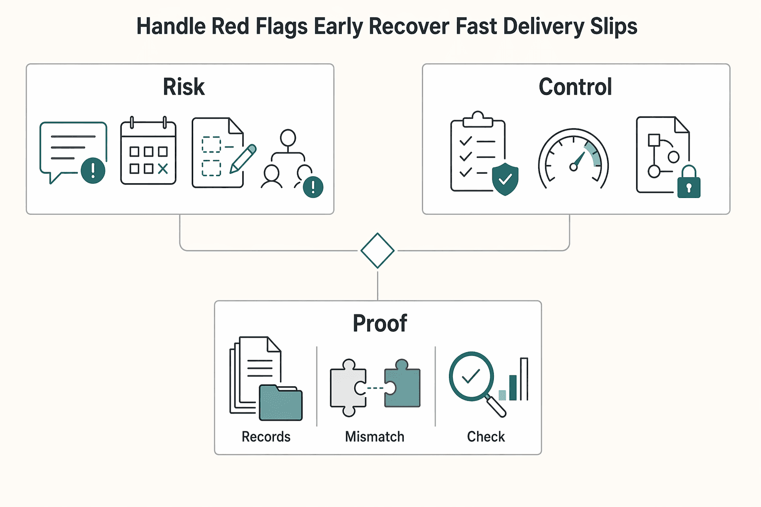 Diagram showing Handle red flags early and recover fast when delivery slips for How to Structure a White Label Partnership With Another Agency.