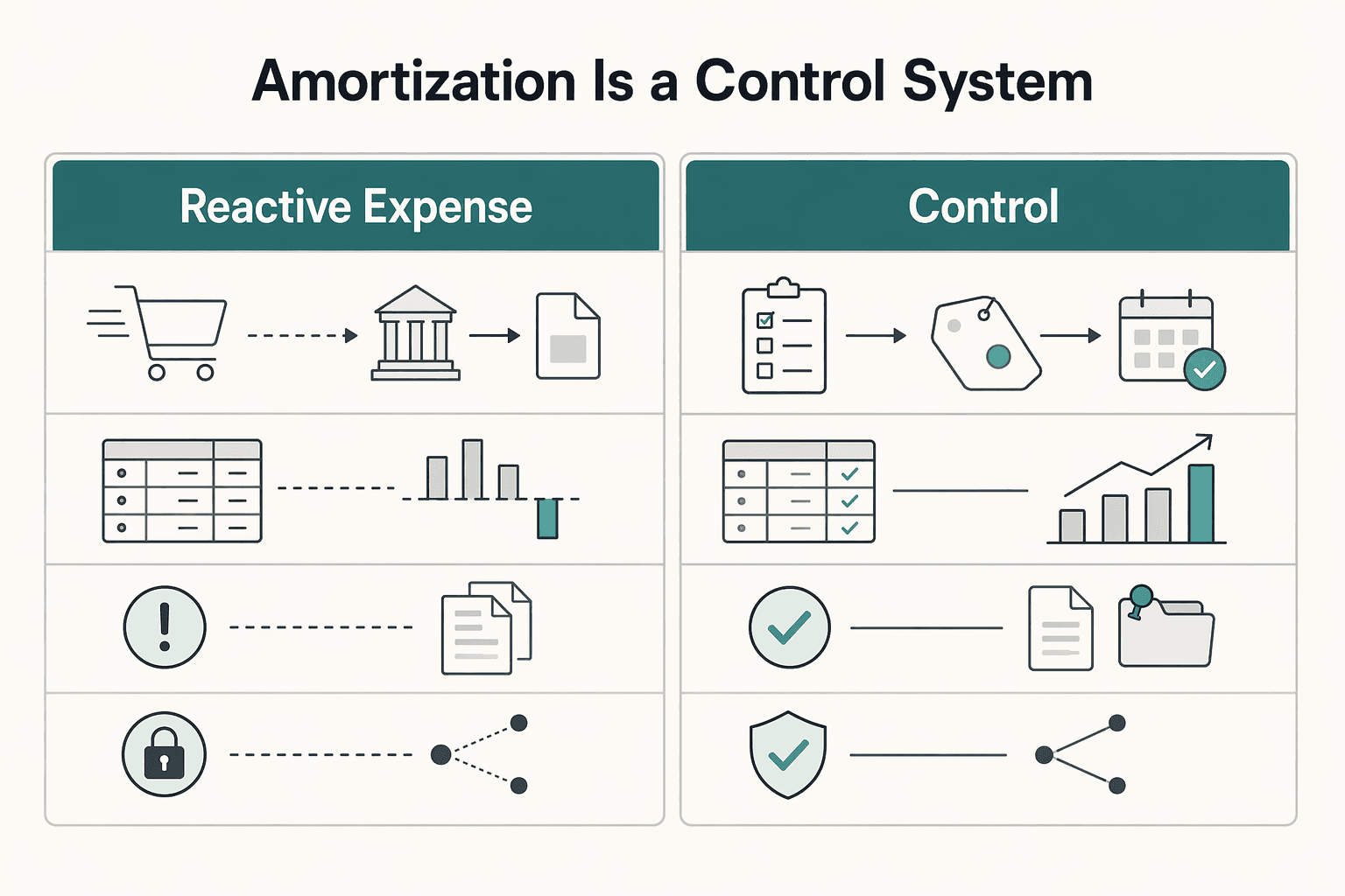 Diagram showing The Bottom Line: Amortization Is a Control System for How Freelancers Should Classify Intangible Assets for Amortization.