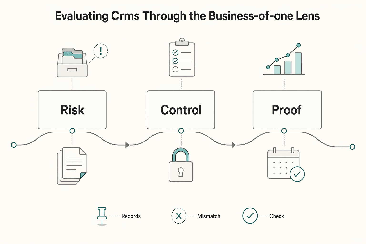 Diagram showing Evaluating CRMs Through the "Business-of-One" Lens for The Best CRMs for a One-Person B2B SaaS.