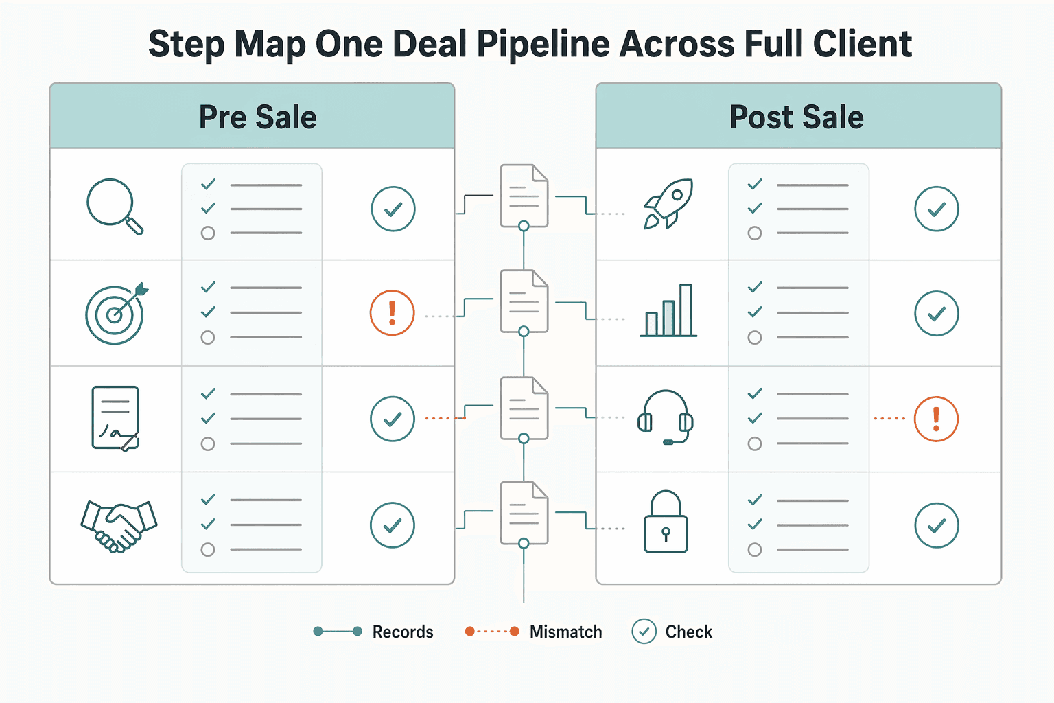 Diagram showing Step 1. Map one deal pipeline across the full client lifecycle for How to Use HubSpot for Sales Pipeline Management.