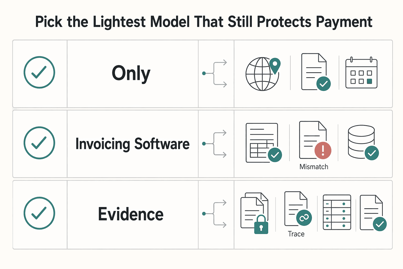 Diagram showing Pick the lightest model that still protects payment for Best Sales Enablement Tools for a Business-of-One in 2026.