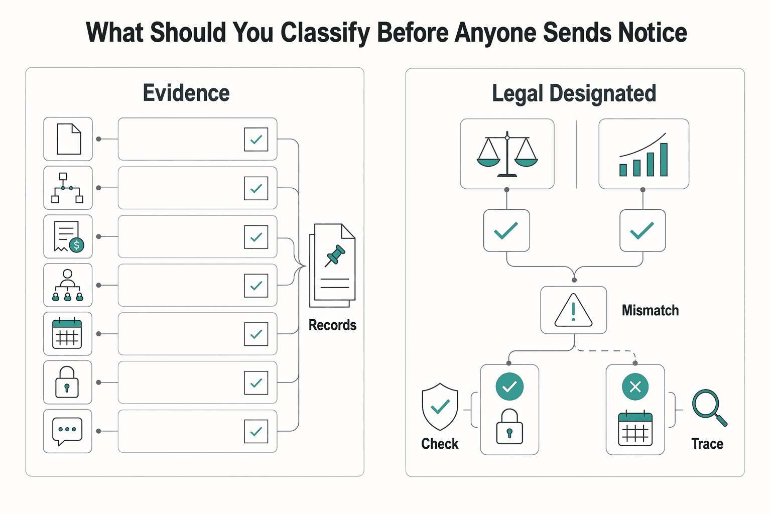 Diagram showing What should you classify before anyone sends notice? for Remote Employee Offboarding Without Compliance Gaps.
