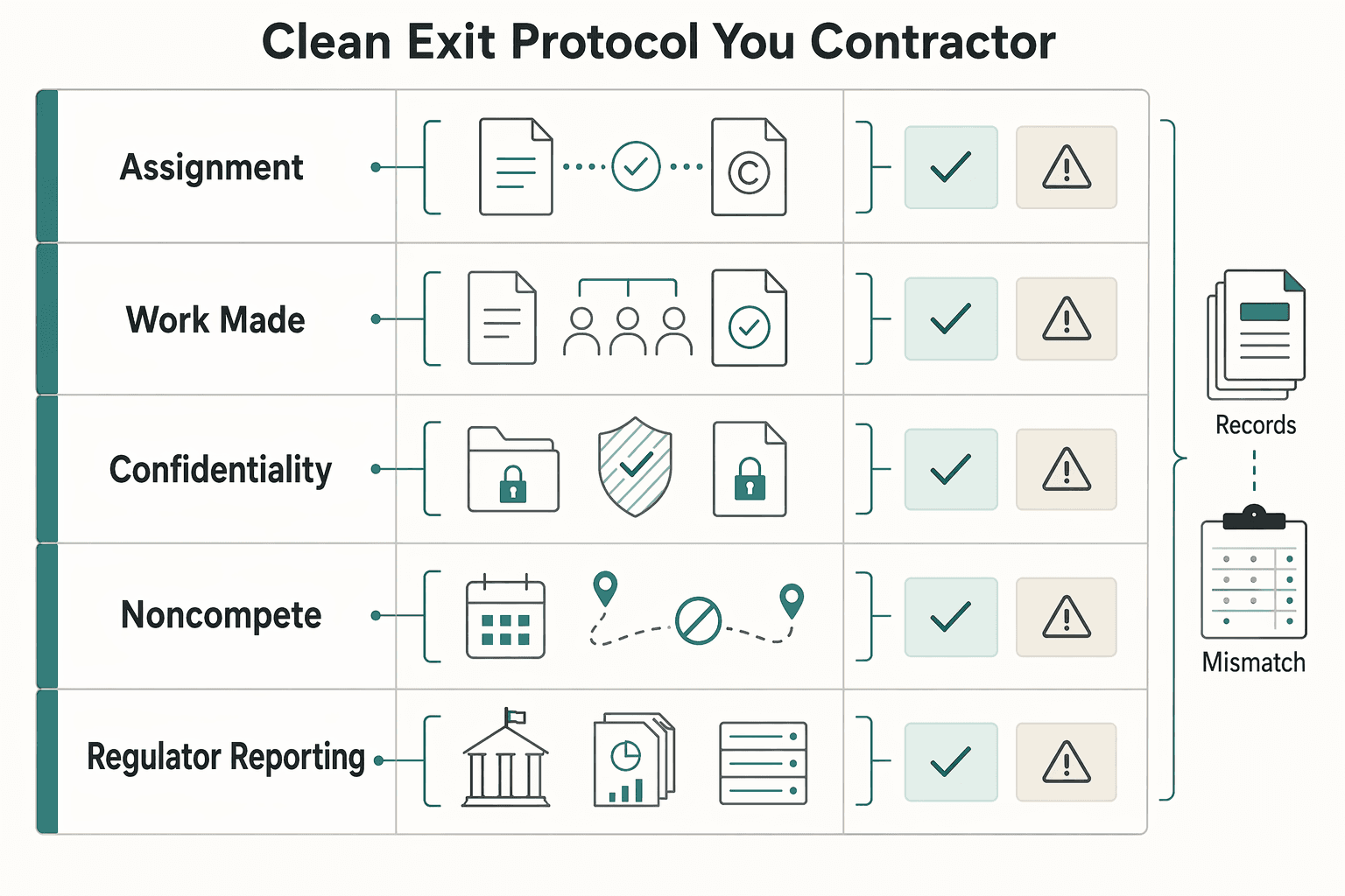 Diagram showing Part 2: The Clean Exit Protocol (When You Are the Contractor) for How to Protect Trade Secrets When an Employee Leaves.