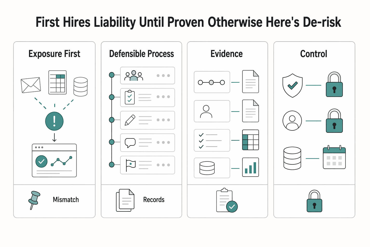 Diagram showing Your First Hires Are a Liability Until Proven Otherwise. Here's How to De-Risk the Process. for The Best Applicant Tracking Systems (ATS) for Startups.
