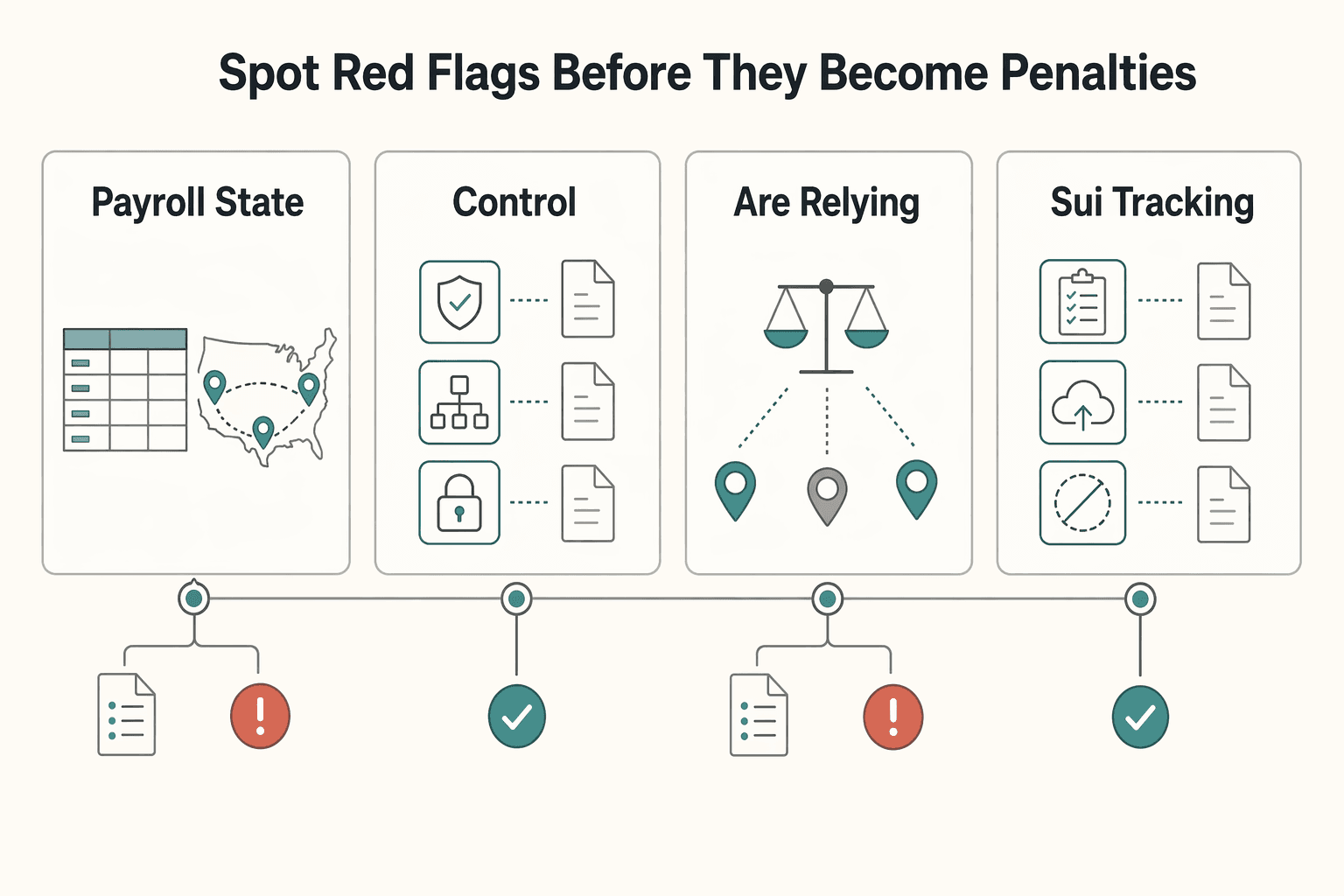Diagram showing Spot red flags before they become penalties for Choosing the Right SUI Reporting State for Remote Teams.