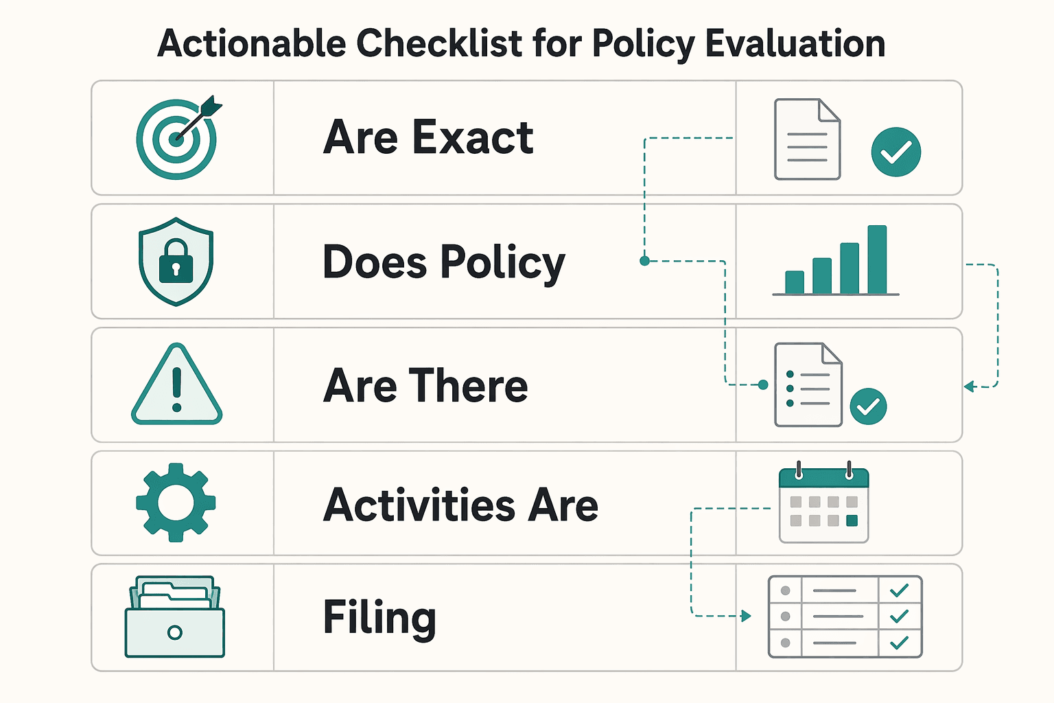 Diagram showing Actionable Checklist for Policy Evaluation for Workers' Compensation for Remote Independent Contractors: OAI, Contracts, and Liability.