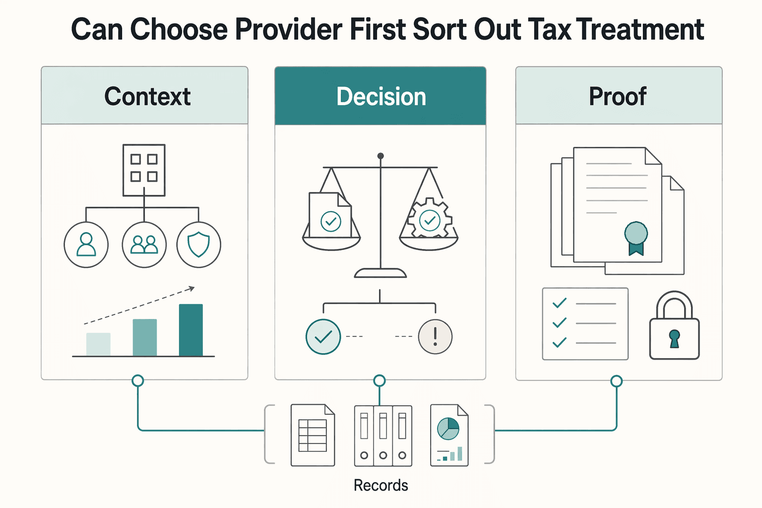 Diagram showing Can I choose a provider first and sort out tax treatment later? for How to Set Up a Solo 401(k) for Your LLC.