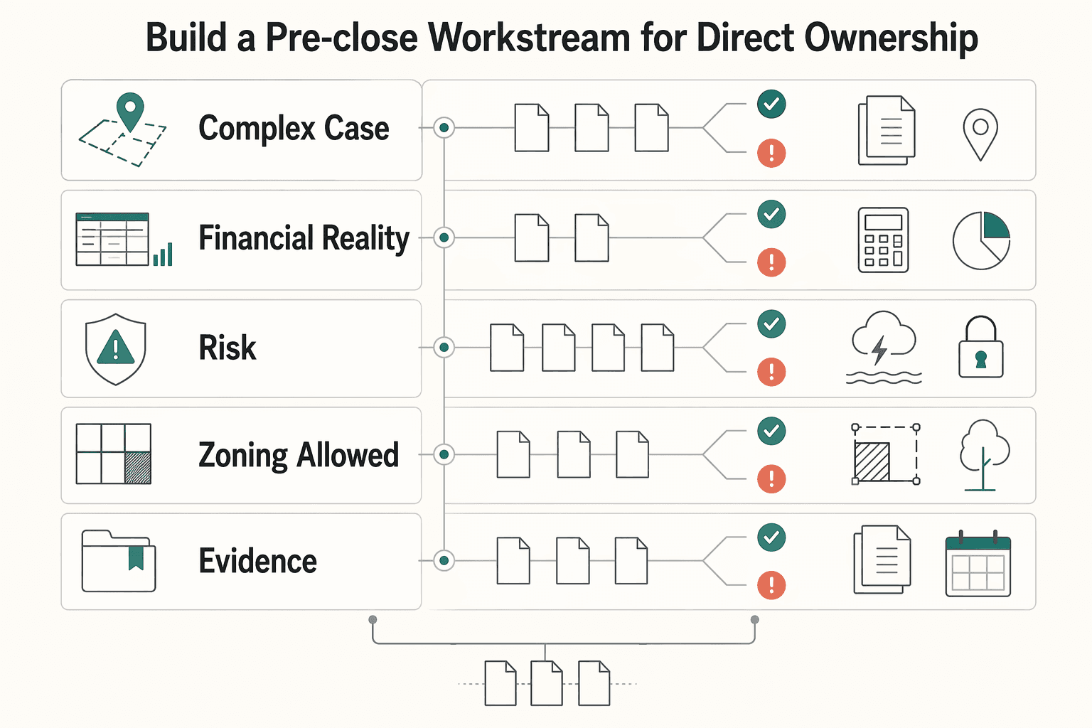 Diagram showing Build a pre-close workstream for direct ownership for How to Invest in Farmland.