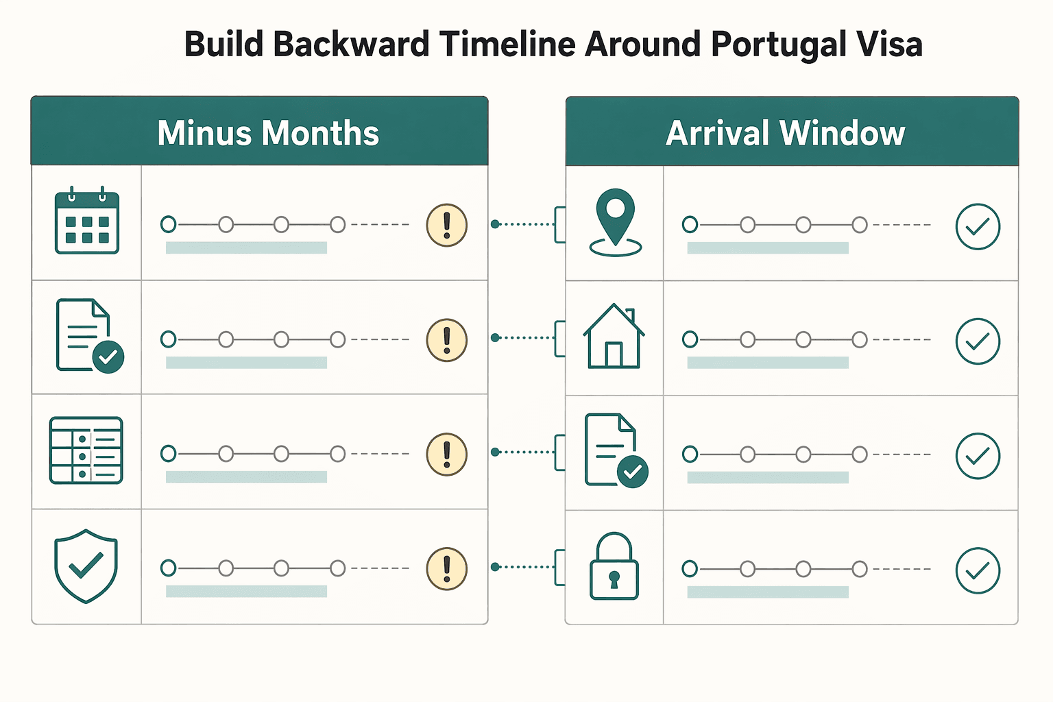 Diagram showing Build a backward timeline around the Portugal D8 Visa for Braga Digital Nomad Guide for D8 Planning in 2026.