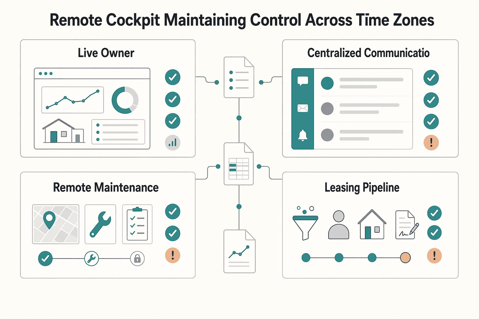 Diagram showing Pillar 2: The Remote Cockpit - Maintaining Control Across Time Zones for The Best Property Management Software for Landlords.