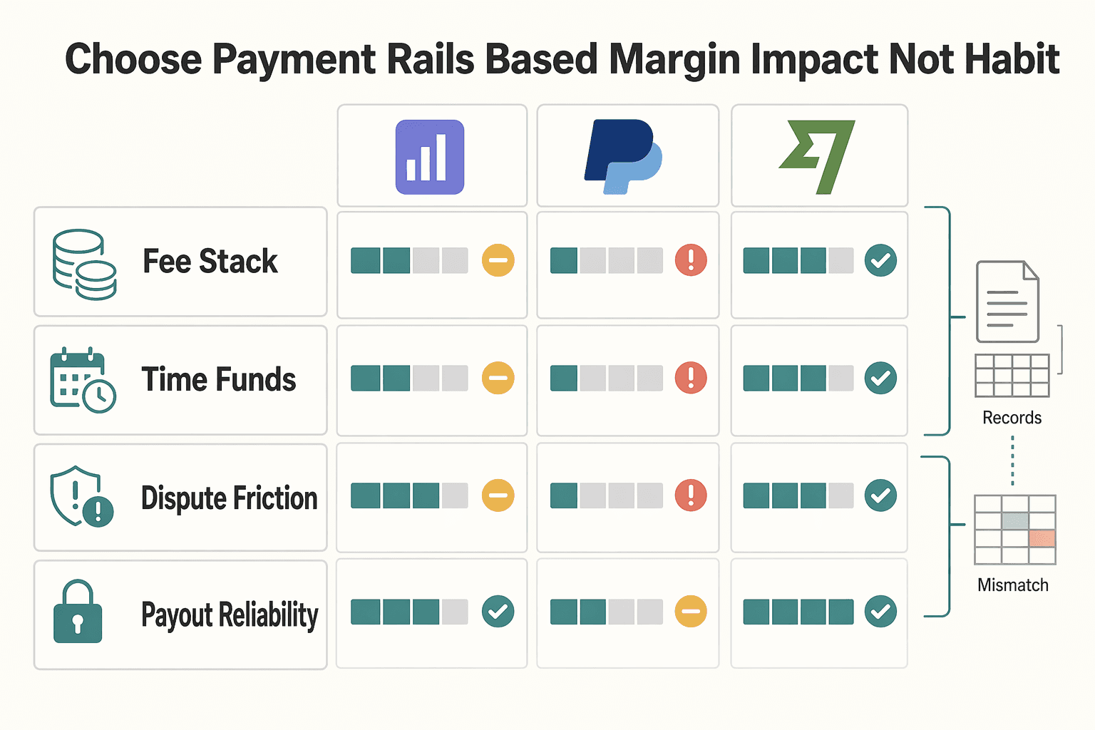 Diagram showing Choose Payment Rails Based on Margin Impact Not Habit for Stop Freelance Profit Margin Erosion Before It Hits Cashflow.
