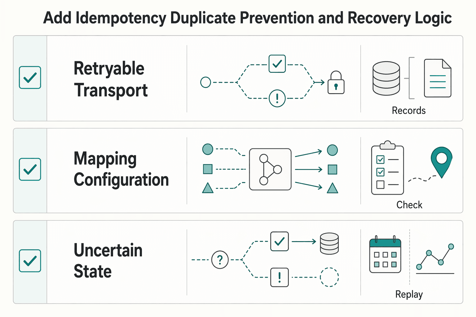 Diagram showing Add idempotency, duplicate prevention, and recovery logic for How to Use ClickUp's API to Automate Project Creation from a HubSpot Deal.