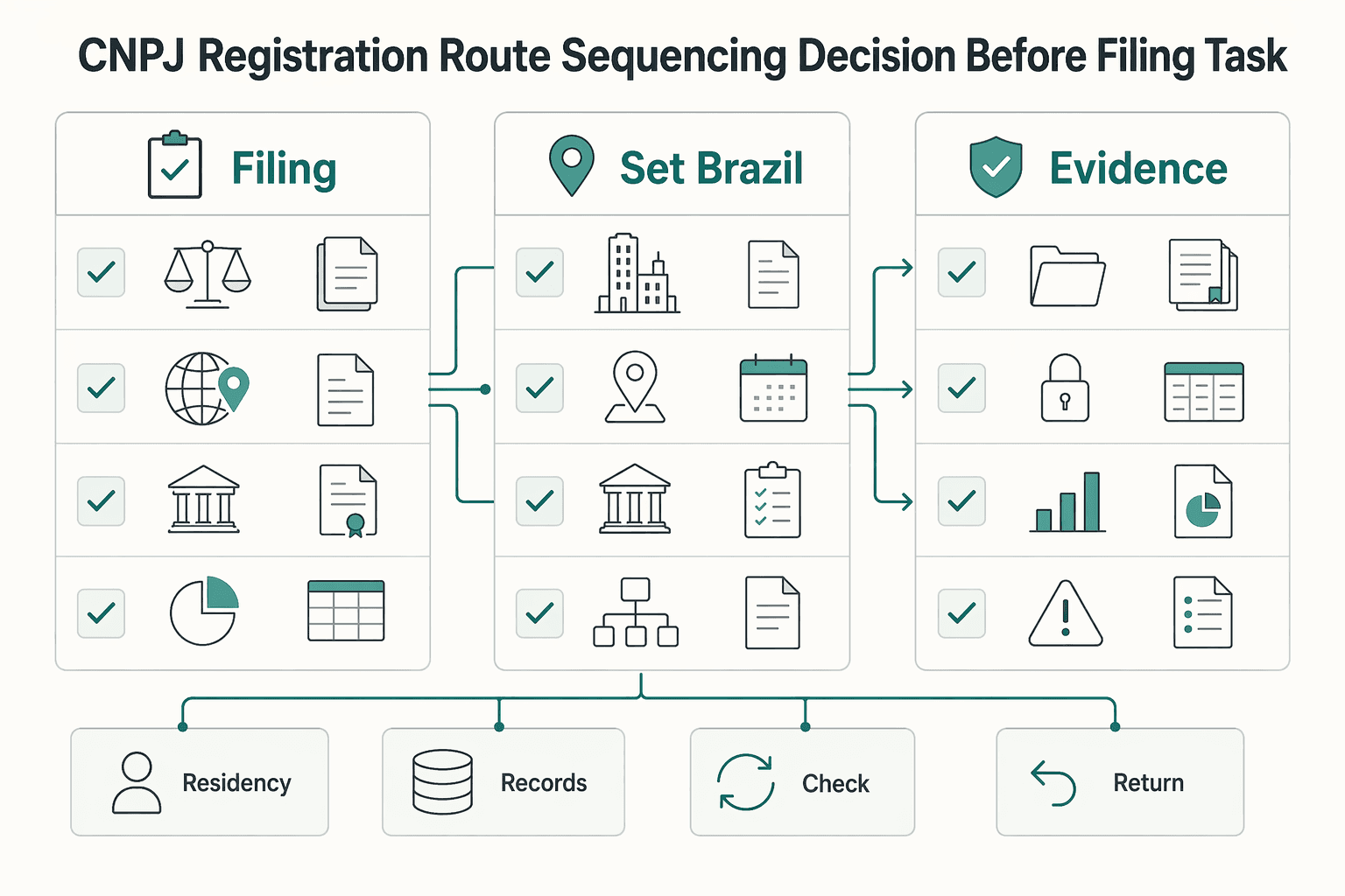 Diagram illustrating Why CNPJ registration is a route and sequencing decision before it is a filing task.
