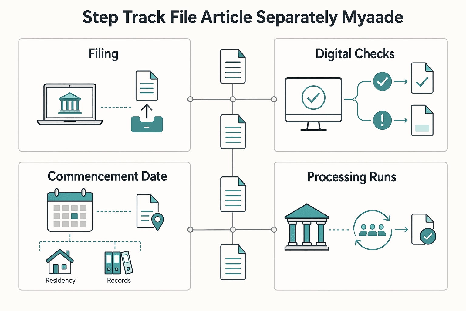 Diagram showing Step 4 (Track 2) file Article 5C separately in myAADE for A Guide to Greece's Digital Nomad Visa and Its 50% Tax Break.