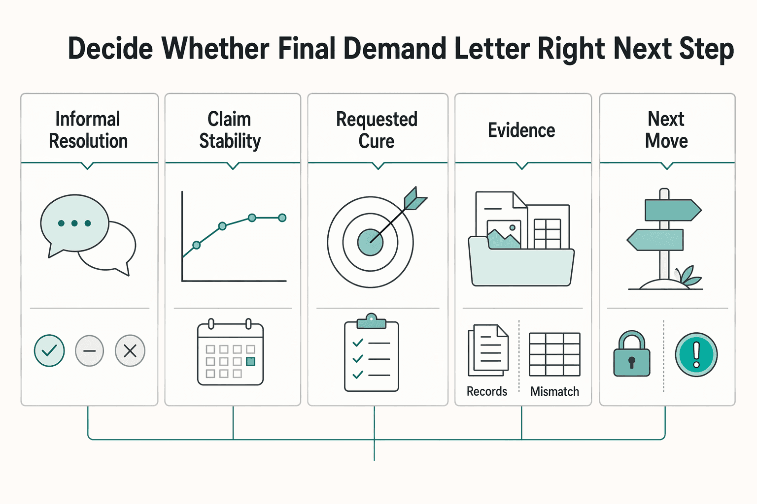 Diagram showing Decide Whether a Final Demand Letter Is the Right Next Step for How to Write a Final Demand Letter Before Legal Action.