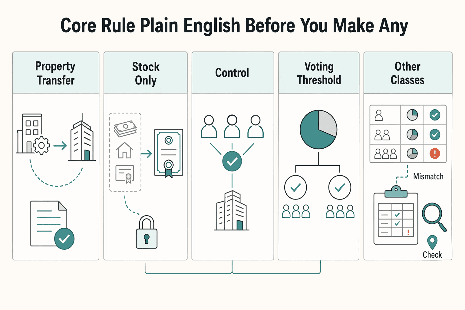 Diagram showing The core rule in plain English before you make any moves for Section 351 Transfer Planning for a Clean Incorporation.