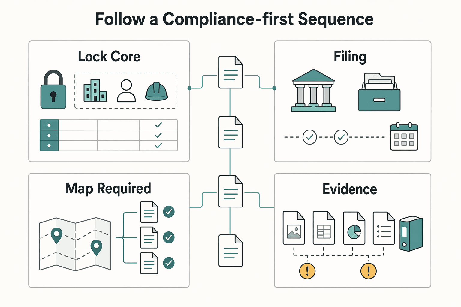 Diagram showing Follow a compliance-first sequence for What Is a Mechanic's Lien and Can Freelancers Use It?.