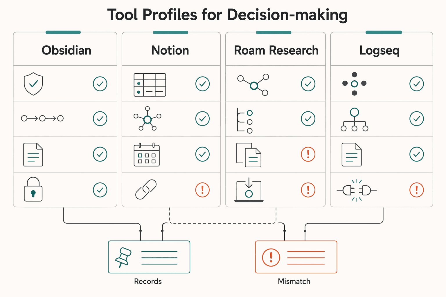 Diagram showing Tool profiles for decision-making for How to Choose the Best Digital Garden Tool for Your Business.