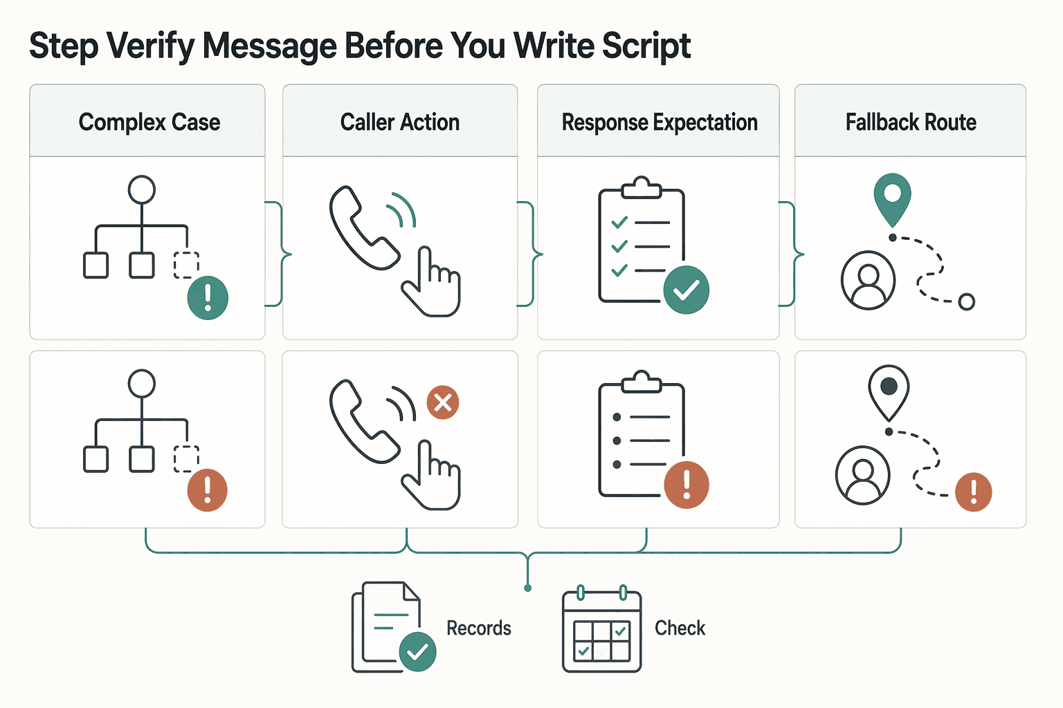 Diagram showing Step 1. Verify the message before you write the script for How to Set Up a Professional Voicemail for Your Business Line.