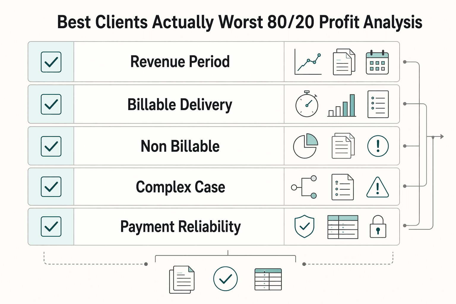 Diagram showing Are Your Best Clients Actually Your Worst? An 80/20 Profit Analysis for Using the 80/20 Rule to Build a Durable Freelance Business.
