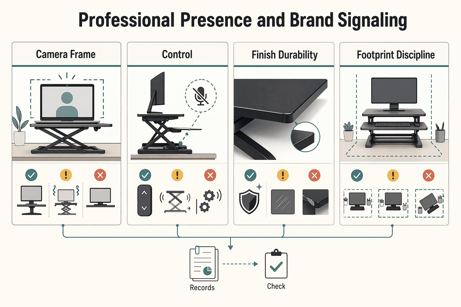 Diagram showing Pillar 3: The Command Center Test: Professional Presence & Brand Signaling for The Best Standing Desk Converters for a Flexible Workspace.