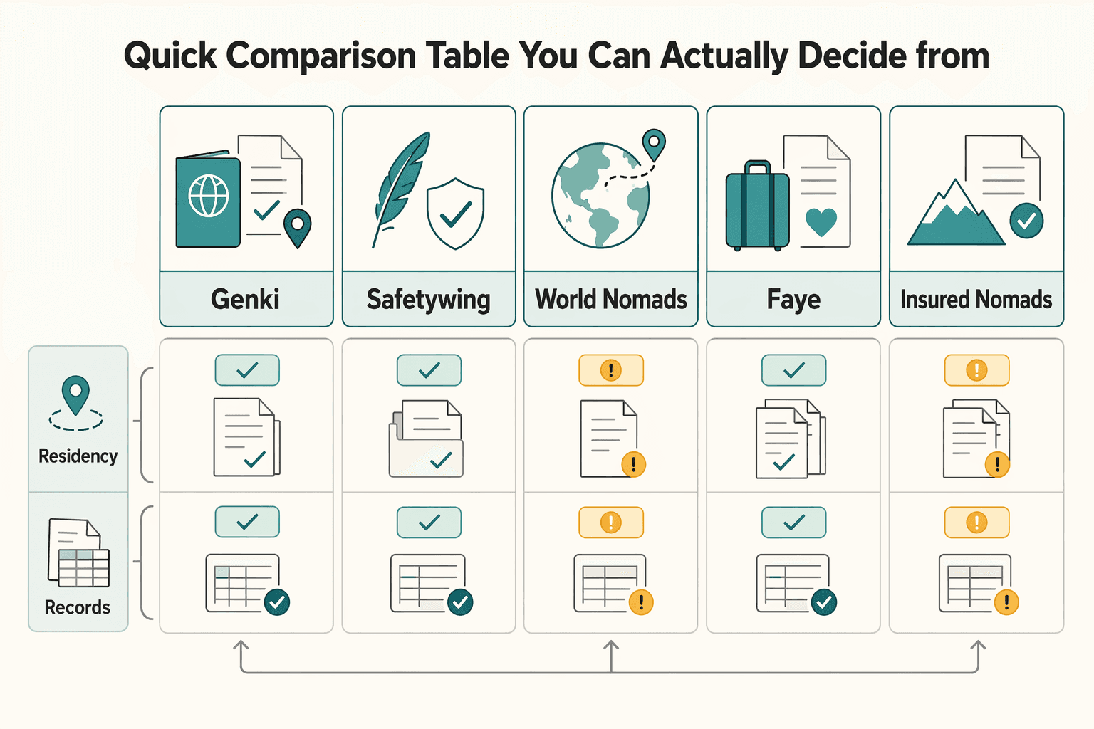 Diagram showing Quick Comparison Table You Can Actually Decide From for The Best Travel Insurance for Digital Nomads in 2026.