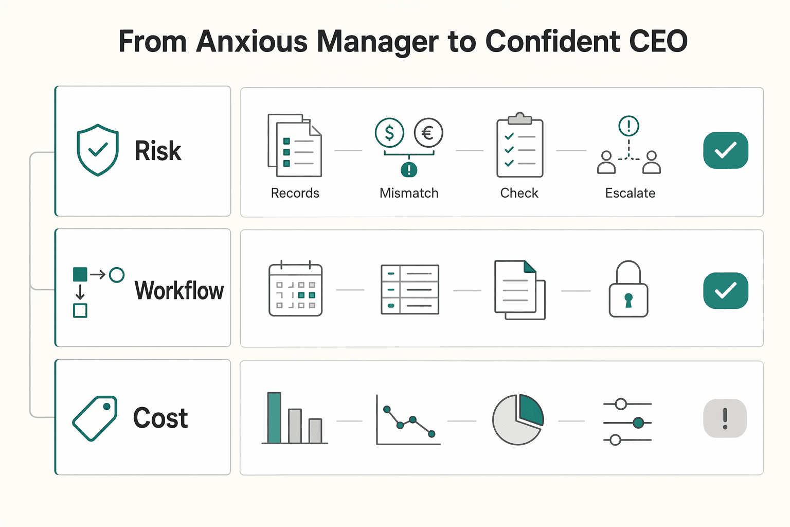 Diagram showing From Anxious Manager to Confident CEO for How to Manage Your Finances Across Multiple Currencies.