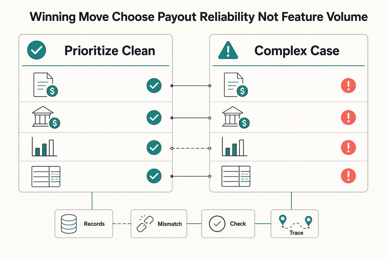 Diagram showing The winning move is to choose for payout reliability not feature volume for The Best Accounting Software That Handles Multi-Currency Invoicing.