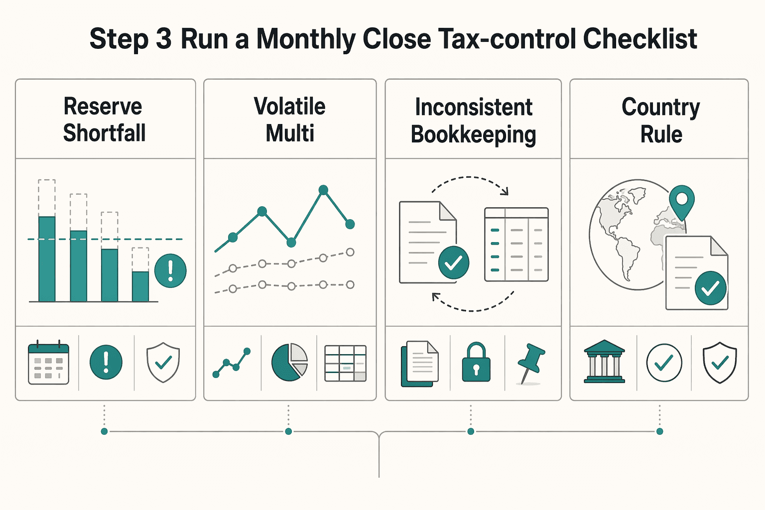 Diagram showing Step 3. Run a monthly close tax-control checklist for How to Read a Balance Sheet for Freelancers and Small Teams.