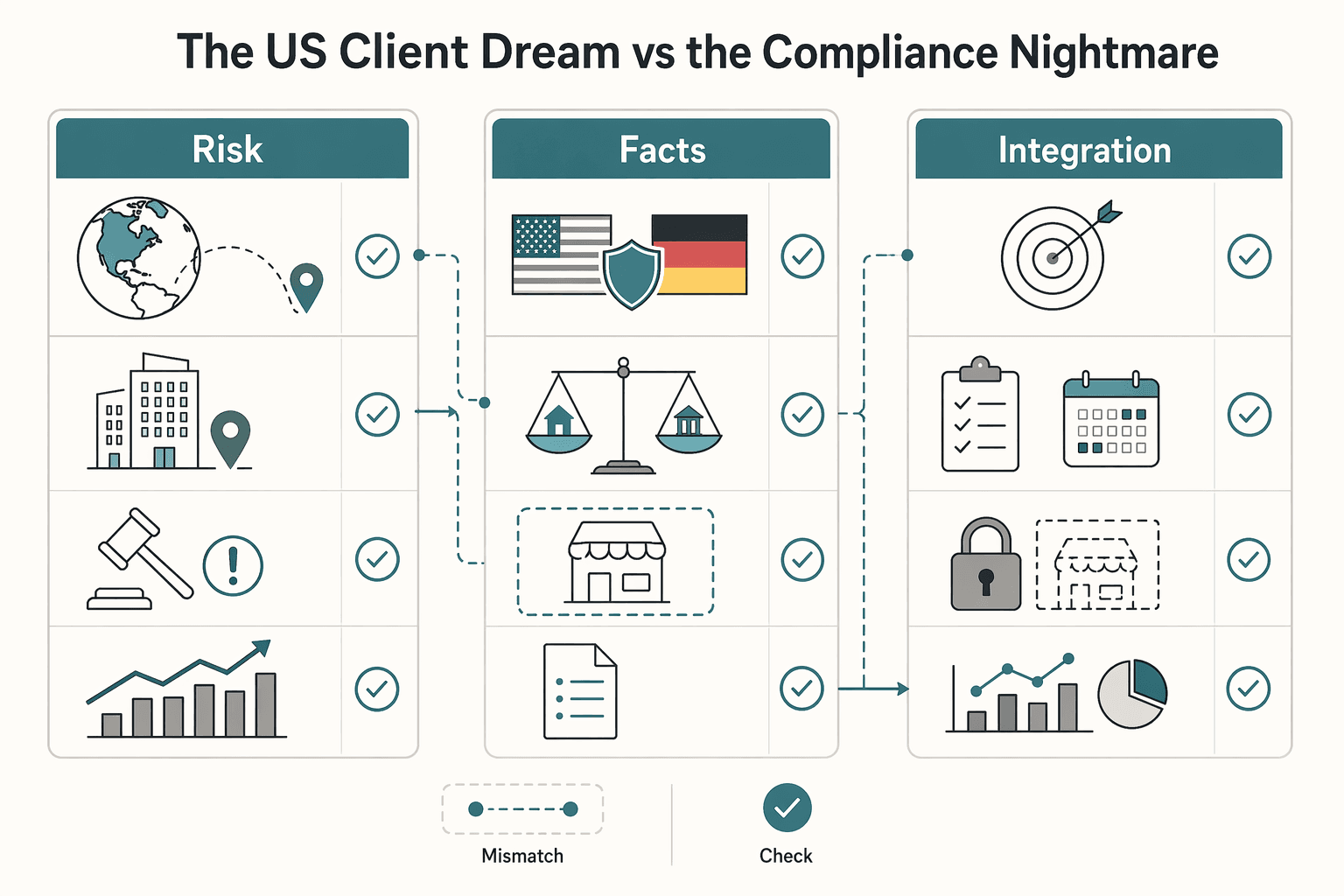 Diagram showing Introduction: The US Client Dream vs. The Compliance Nightmare for A German Freelancer's Guide to Permanent Establishment Risk in the US.