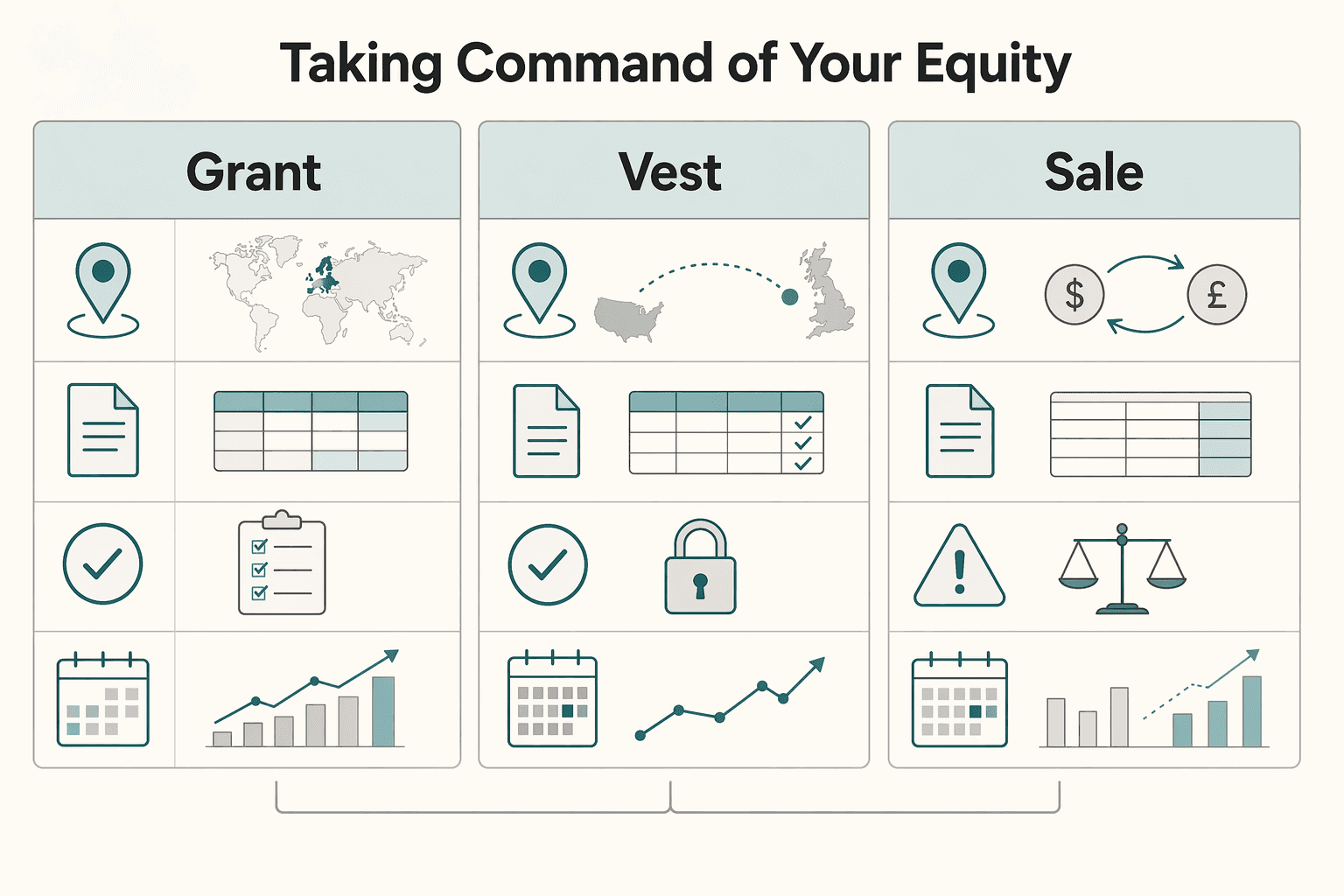 Diagram showing From Recipient to CEO: Taking Command of Your Equity for How UK Tax Residents Should Handle RSUs From a US Company.