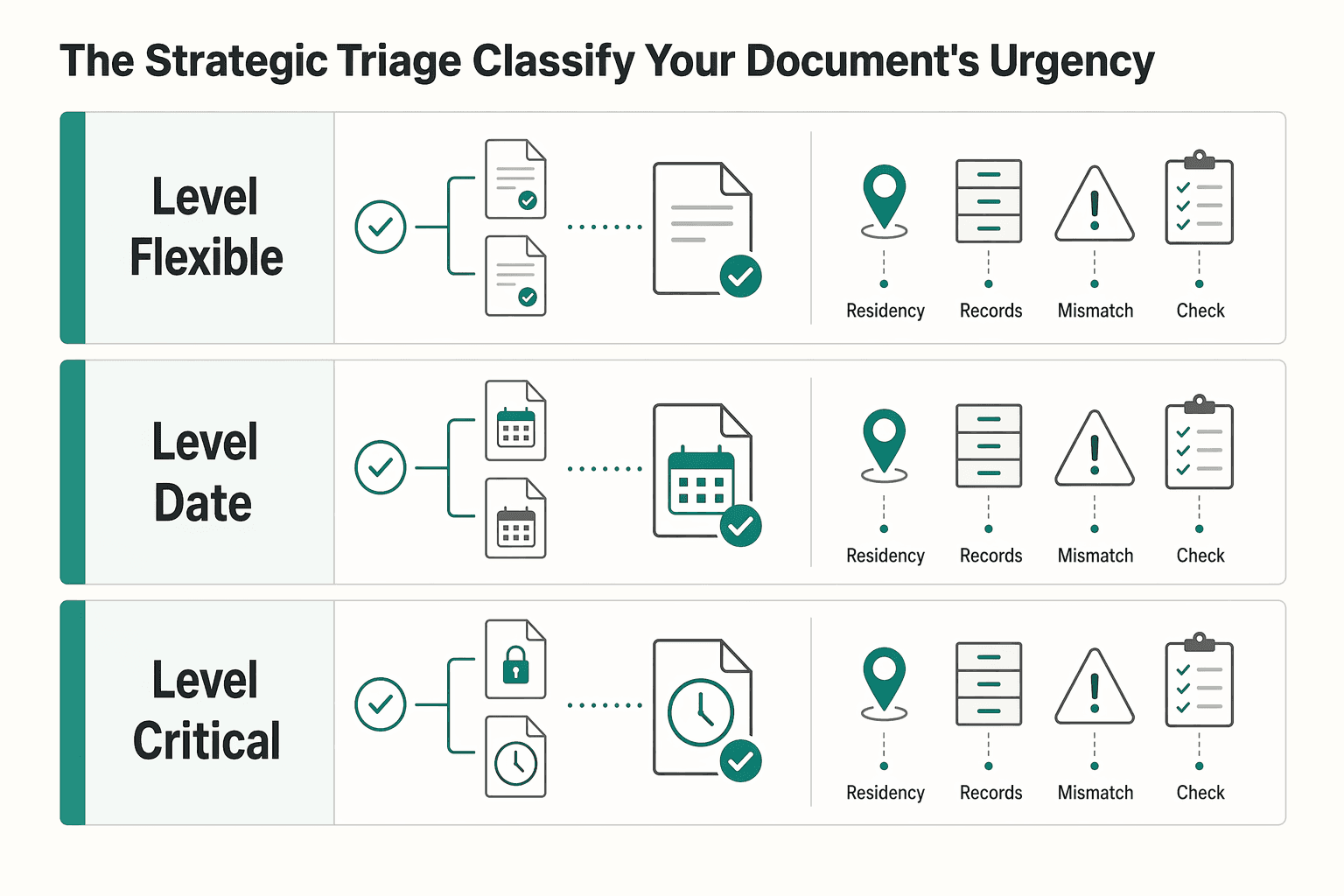 Diagram showing Step 1: The Strategic Triage - Classify Your Document's Urgency for How to Get a Document Apostilled or Authenticated Without Costly Rejections.