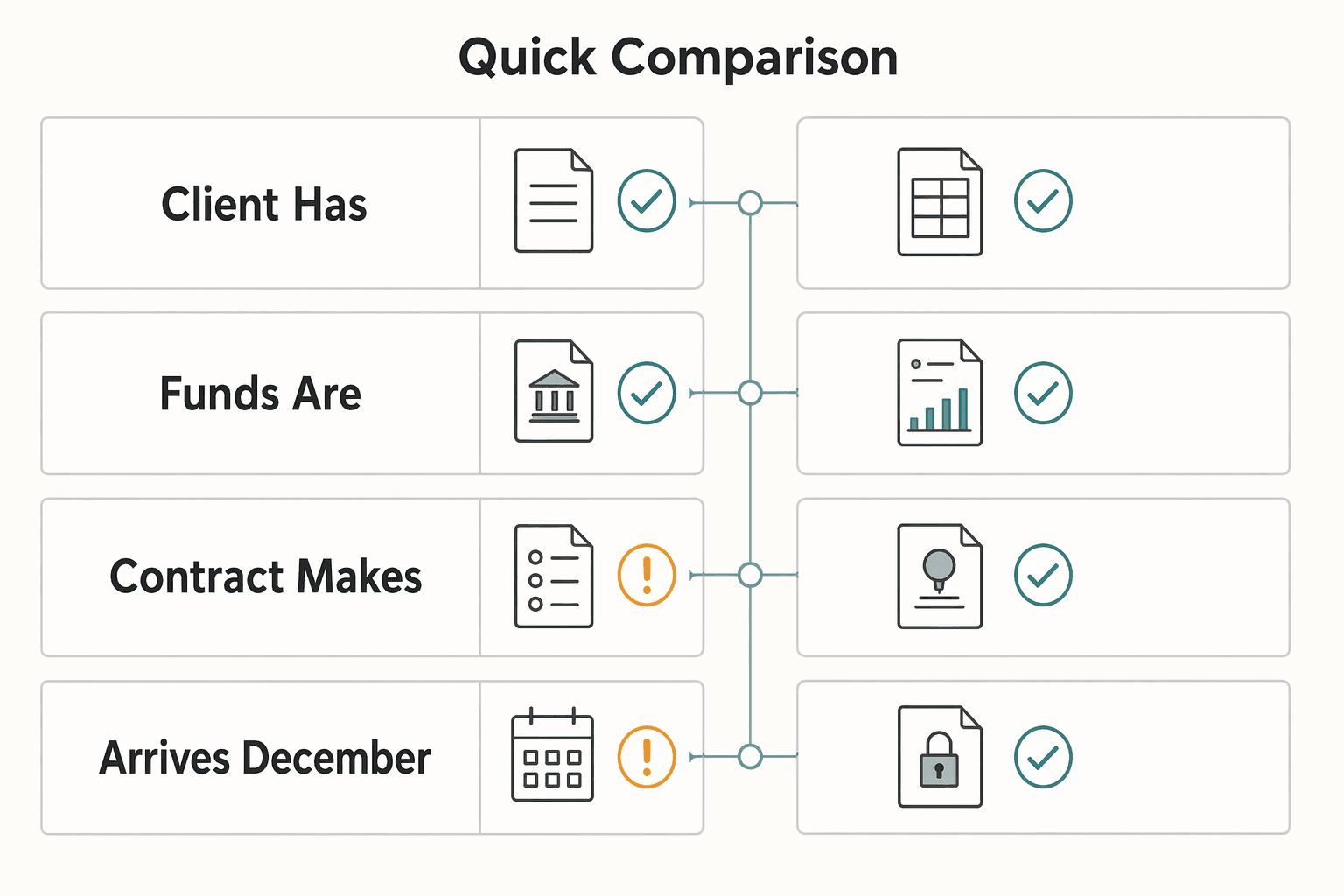 Diagram showing Quick comparison for Constructive Receipt Doctrine for US Taxpayers Who Freelance.