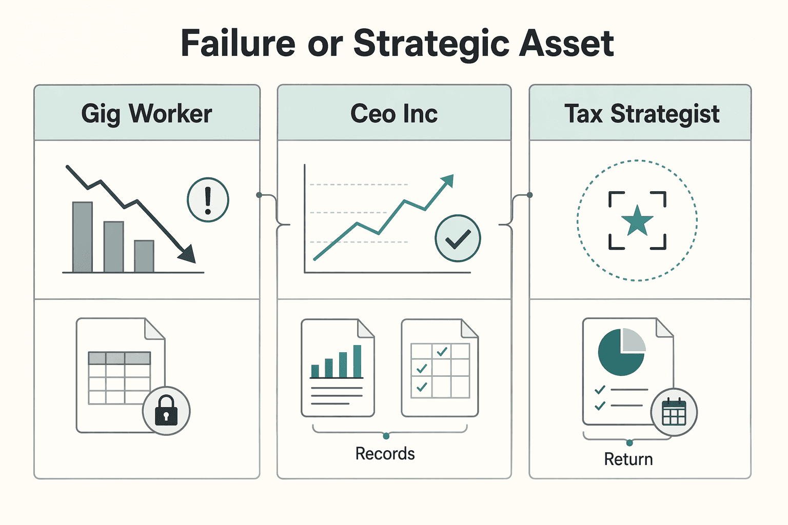 Diagram showing A Business Loss: Failure or Strategic Asset? for How to use a 'Loss Carryforward' to offset future freelance income.