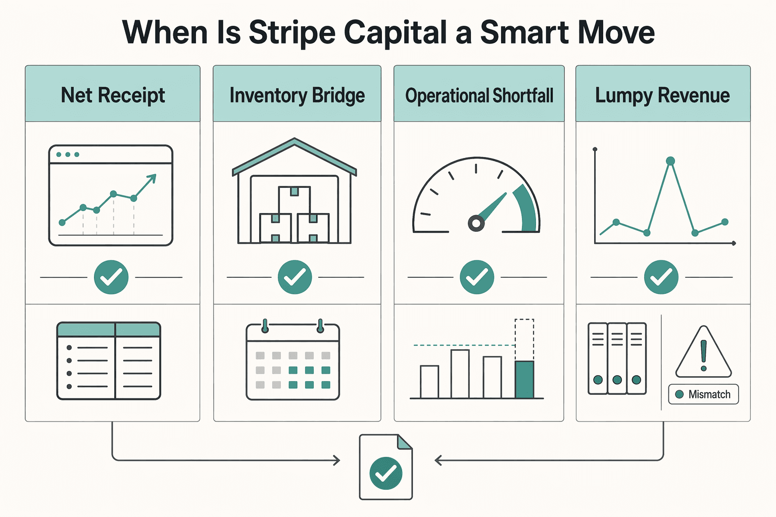 Diagram showing The Strategic Use-Case Matrix: When is Stripe Capital a Smart Move? for A guide to Stripe's 'Capital' for business financing.