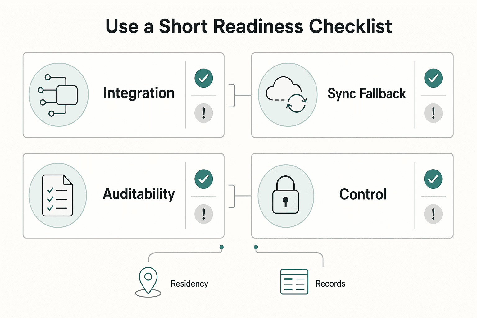 Diagram showing 4. Use a short readiness checklist for Choosing Plaid Alternatives for Open Banking.
