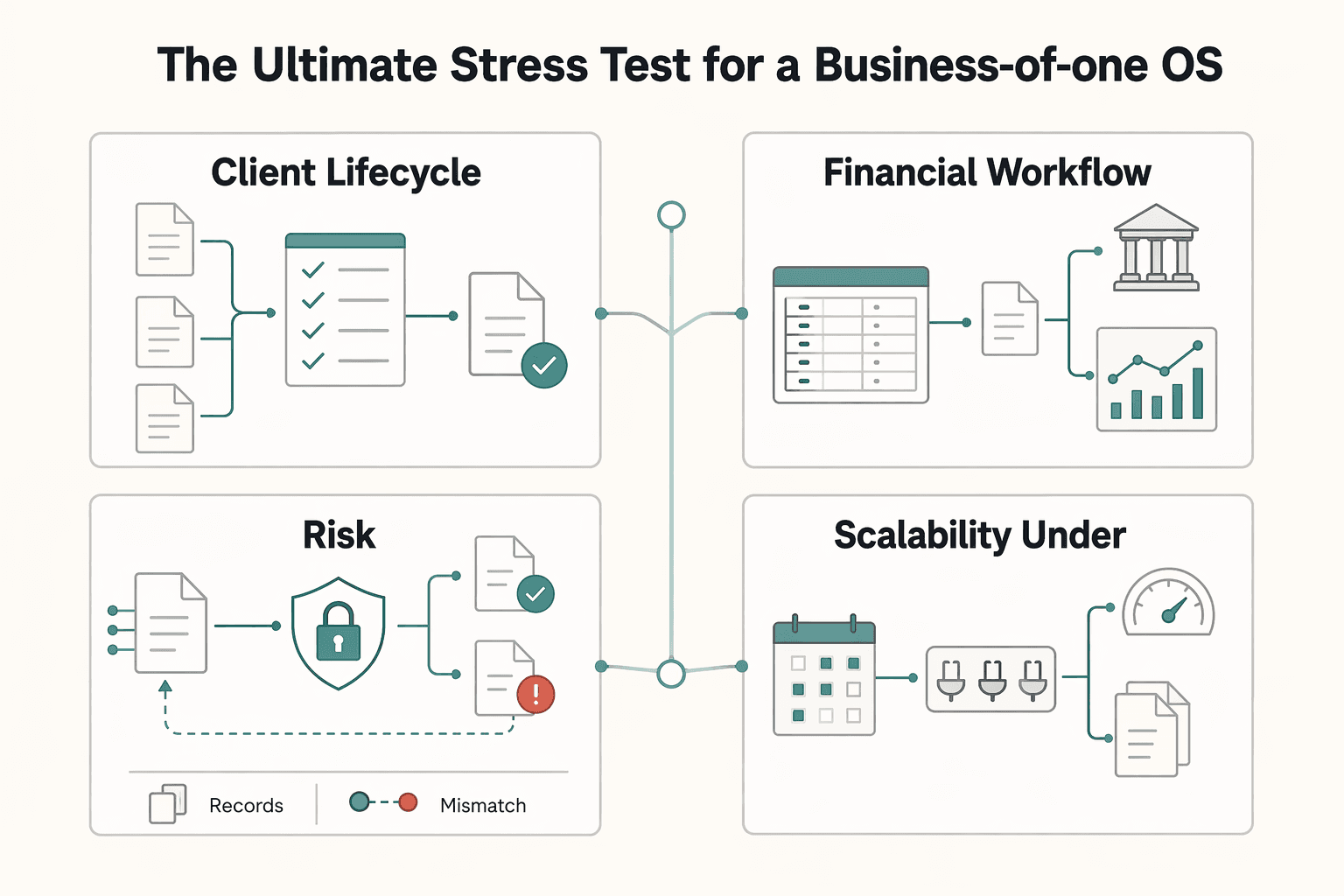 Diagram showing Notion vs. Coda: The Ultimate Stress Test for a 'Business-of-One' OS for Notion vs Coda for Internal Tools in a Solo Business.