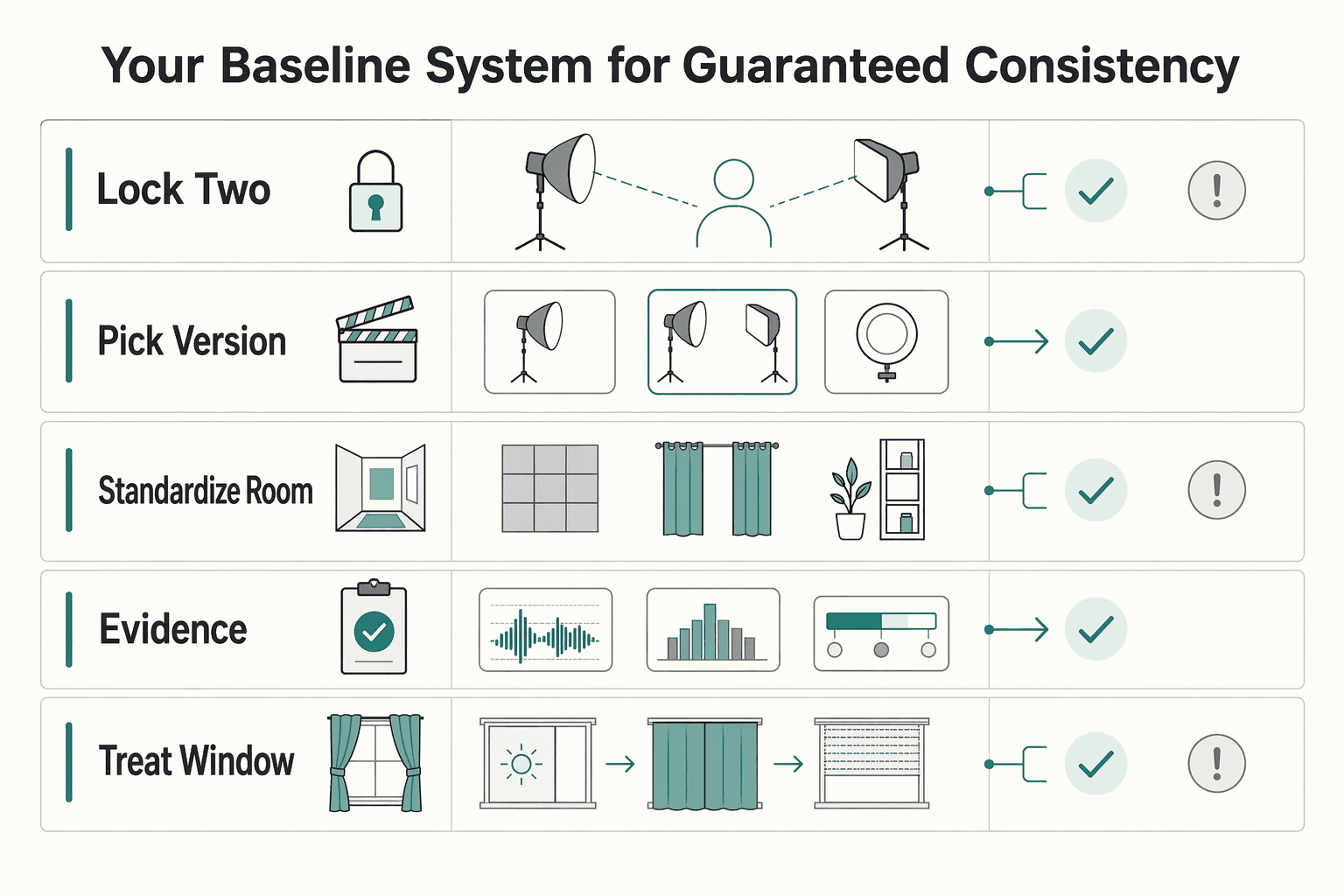 Diagram showing The 5-Minute Professional Presence: Your Baseline System for Guaranteed Consistency for Best Lighting for YouTube Studio Videos That Build Trust.
