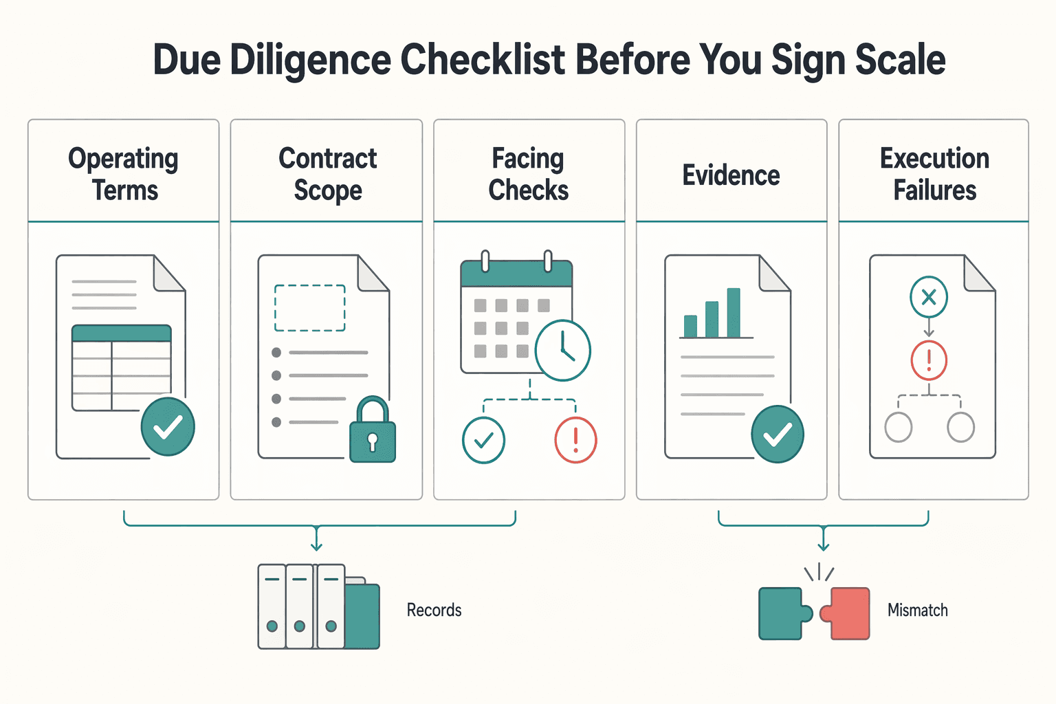 Diagram showing Due diligence checklist before you sign up or scale for Best Platforms for Creator Brand Deals by Model and Fit.