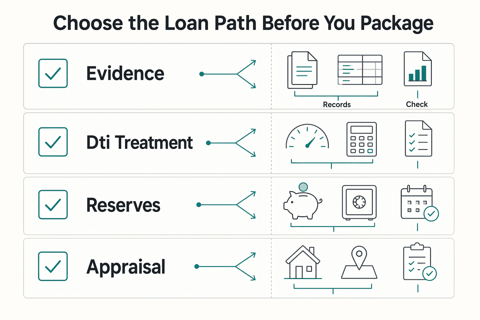 Diagram showing Choose the loan path before you package for No Official Stability Report for a Freelance Mortgage.