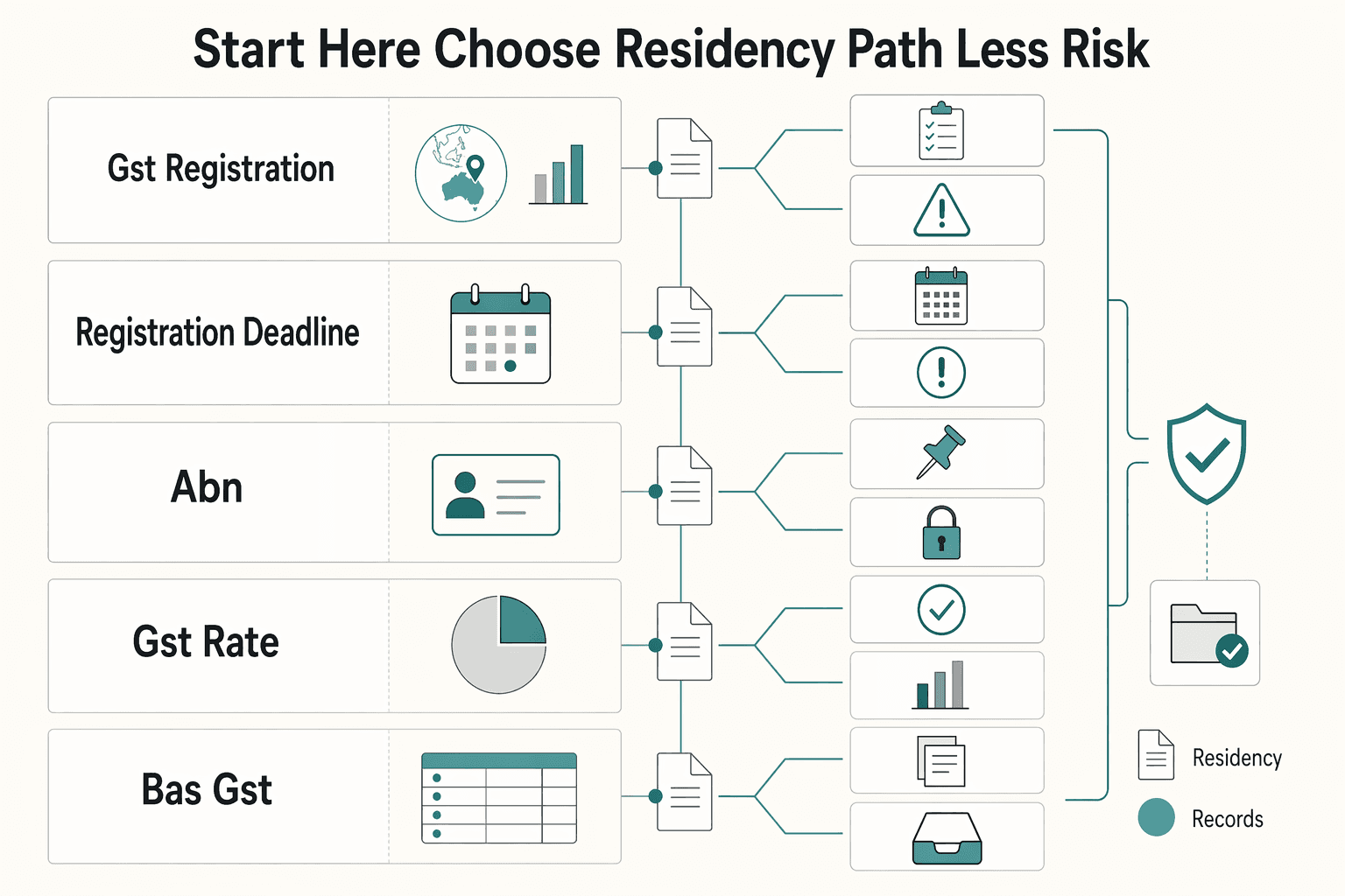 Diagram showing Start here and choose your residency path with less risk for US-Australia Tie-Breaker Rules for Dual-Resident Software Developers.