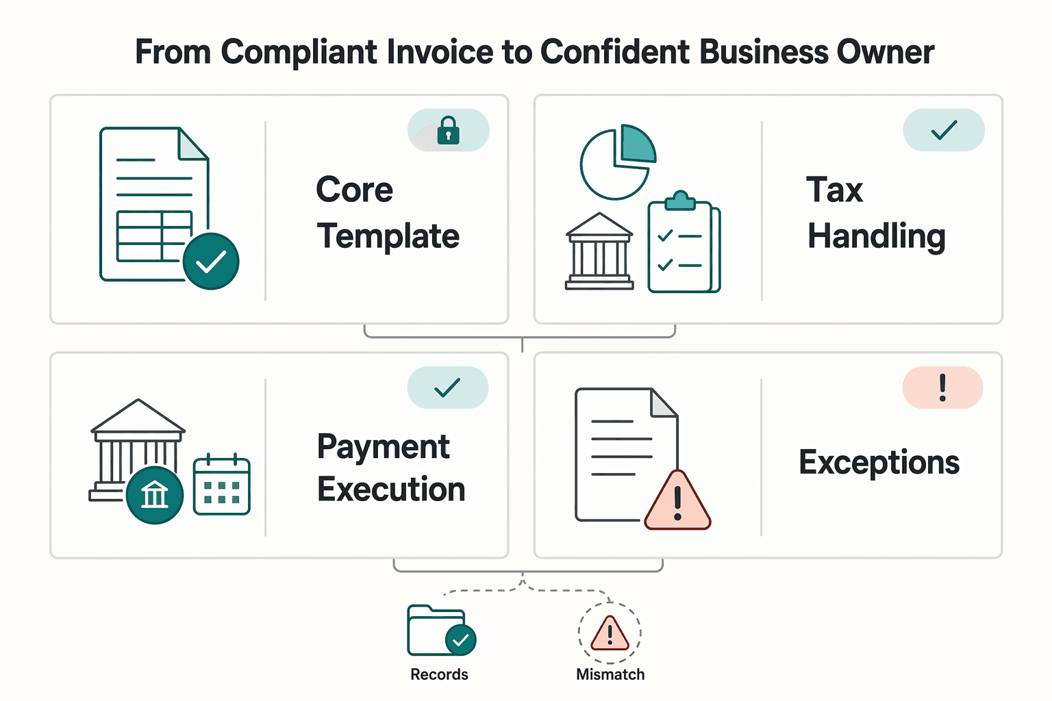 Diagram showing From Compliant Invoice to Confident Business Owner for How US Consultants Can Invoice a Swiss GmbH Without Payment Delays.