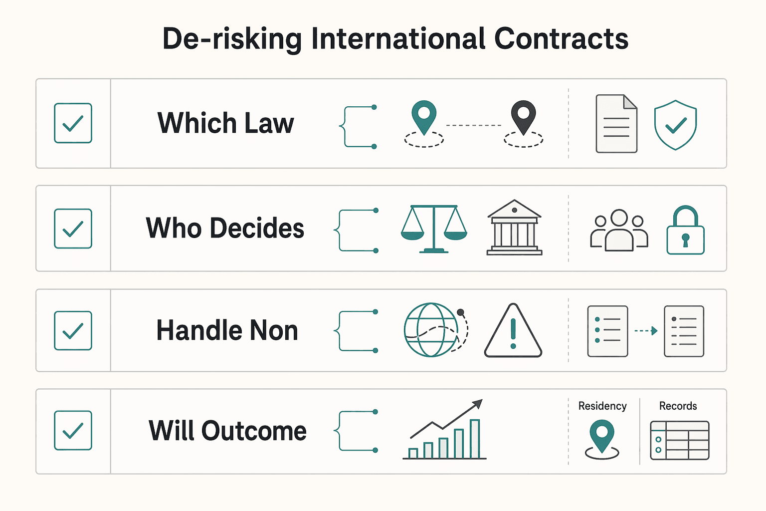 Diagram showing The Global Professional's Playbook: De-Risking International Contracts for Common Law vs Civil Law Contracts for Cross-Border Freelance Work.