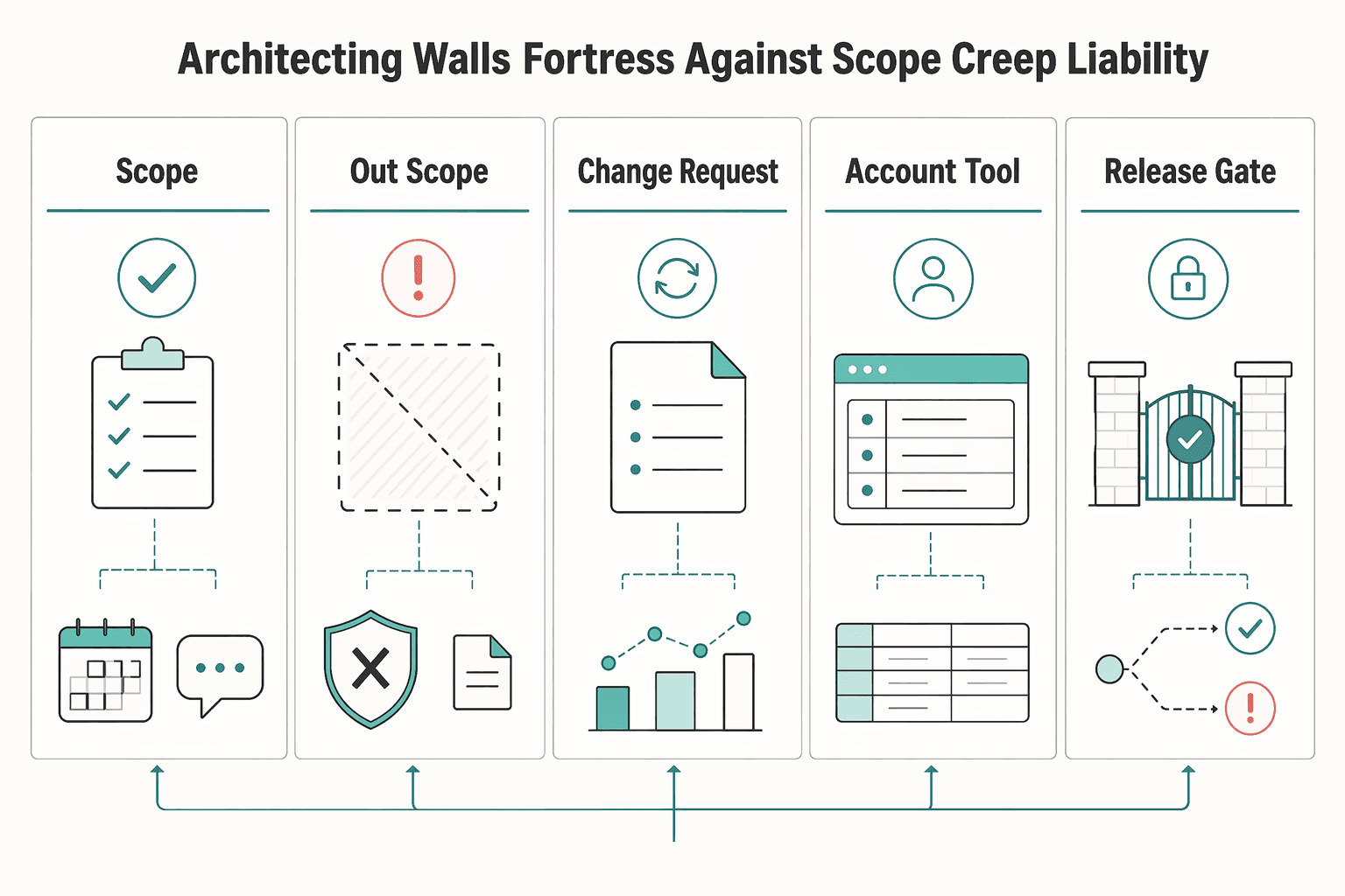 Diagram showing Pillar 1: Architecting the Walls (Your Fortress Against Scope Creep & Liability) for How to Structure an SOW for a Retainer-Based Consulting Engagement.