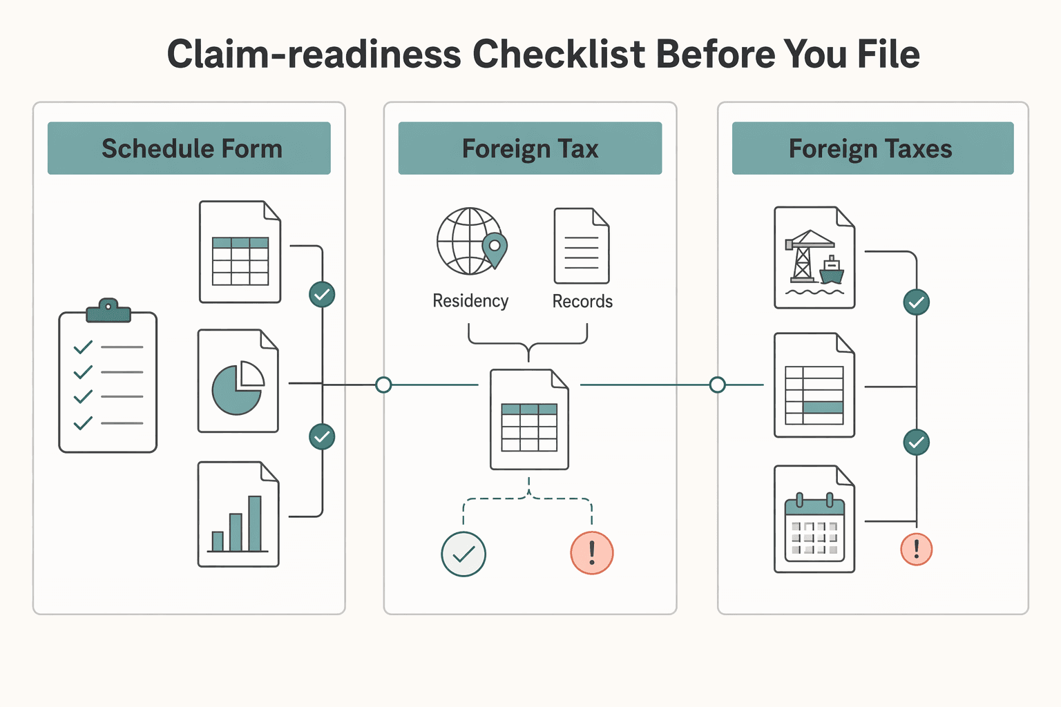 Diagram showing Claim-readiness checklist before you file for What is the difference between a 'tax deduction' and a 'tax credit'?.